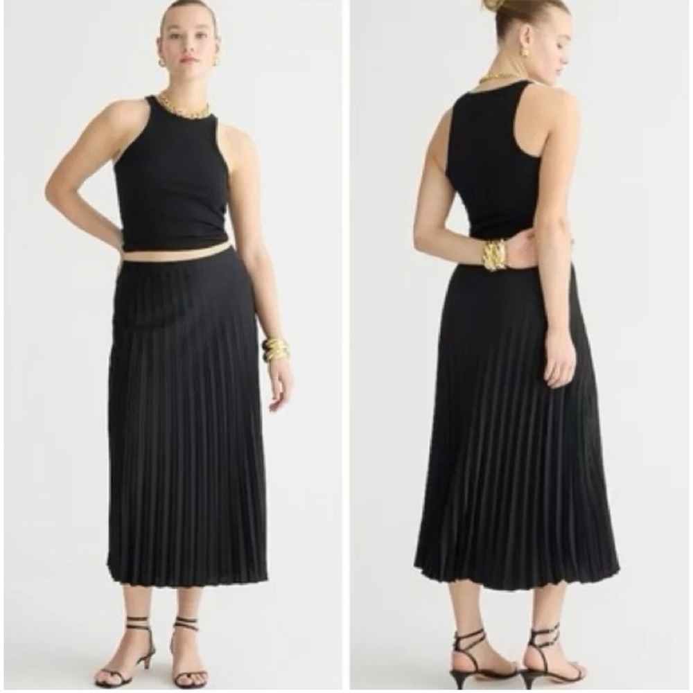 J.Crew Womens Gwyneth Black Pleated Midi Skirt BN757 XS Accordion Pleat A-Line